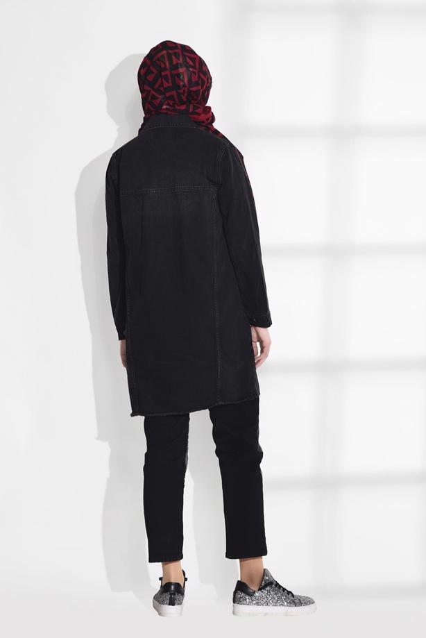 Tesettür giyim  SİMLİ PARÇA DETAYLI DENİM PANTOLON 8452  - TRENDTESETTÜR