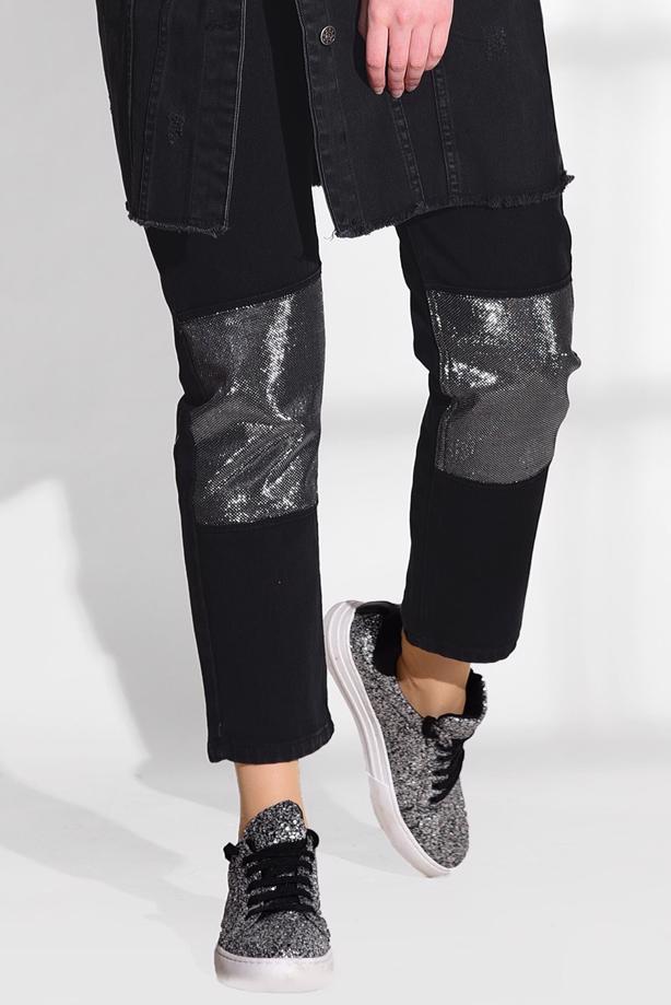 Tesettür giyim  SİMLİ PARÇA DETAYLI DENİM PANTOLON 8452  - TRENDTESETTÜR