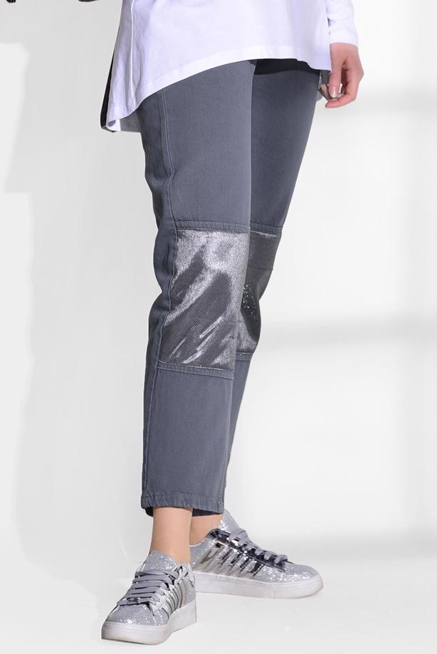 Tesettür giyim  SİMLİ PARÇA DETAYLI DENİM PANTOLON 8452  - TRENDTESETTÜR