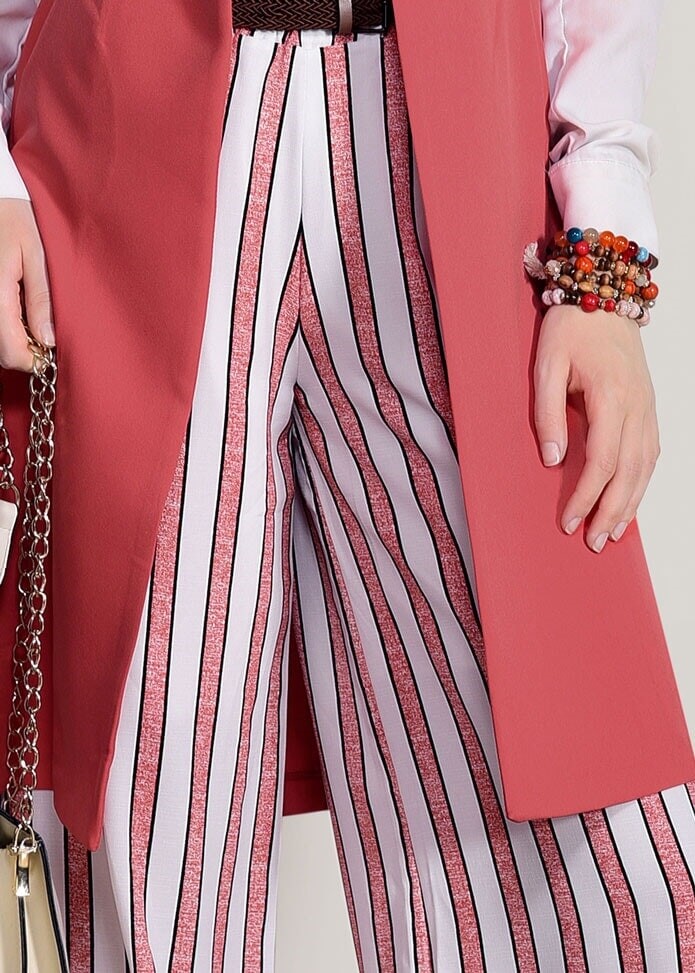 Vêtements hijab CRÈME PANTALON À RAYURES T 8606