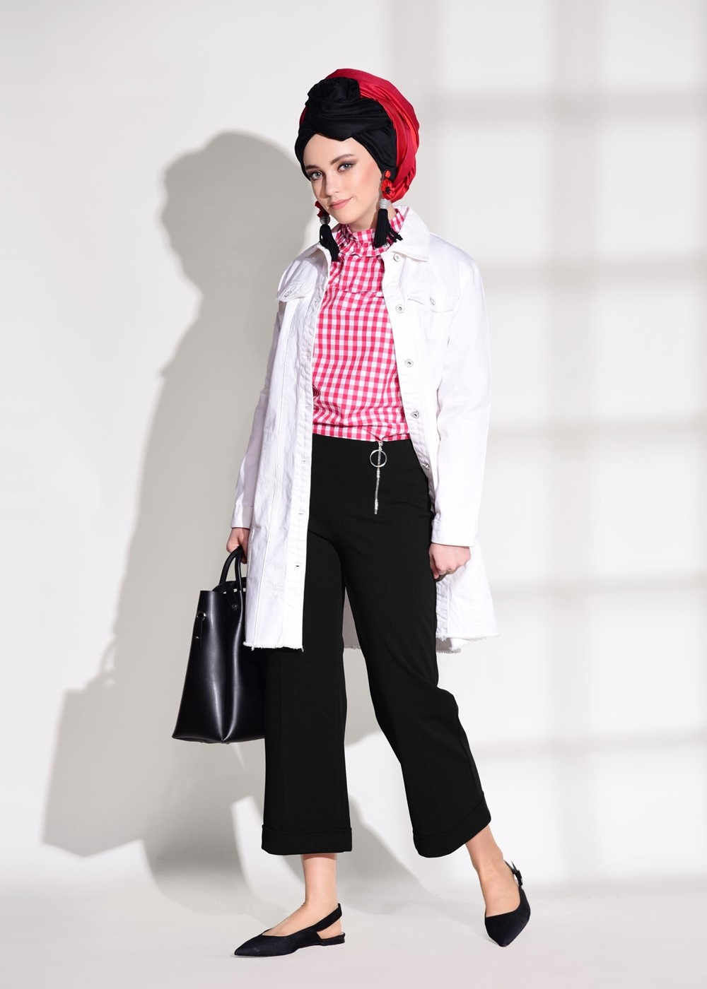 Vêtements hijab NOIR PANTALON DÉTAILLÉ À FERMETURE ÉCLAIR T 8664