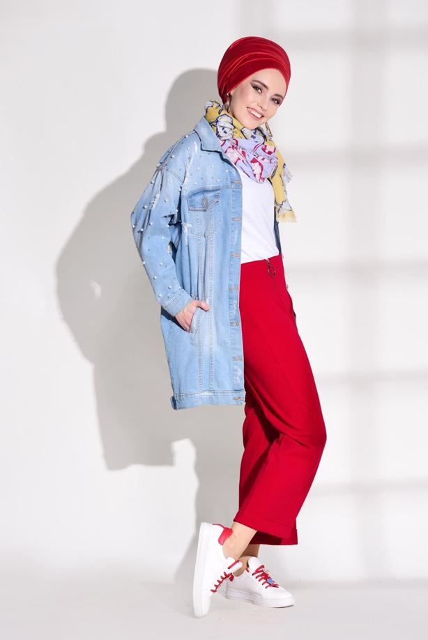 Hijab-Kleidung  T 8664 Mısra-Fermuar Detaylı Pantolon - TRENDTESETTÜR