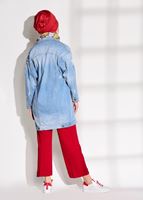 Tesettür giyim KIRMIZI T 8664 Mısra-Fermuar Detaylı Pantolon