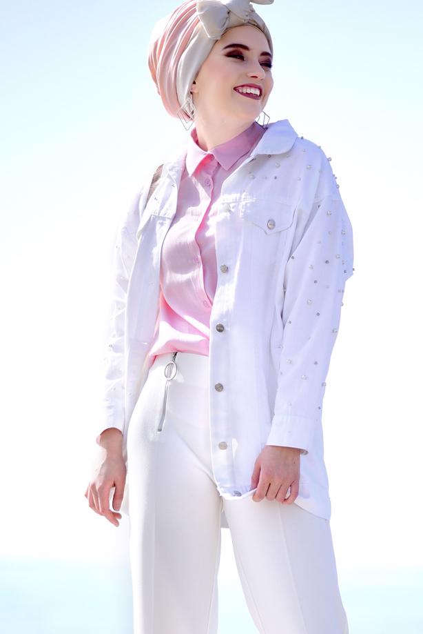 Tesettür giyim  T 8664 Mısra-Fermuar Detaylı Pantolon - TRENDTESETTÜR