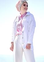 Vêtements hijab ÉCRU PANTALON DÉTAILLÉ À FERMETURE ÉCLAIR T 8664