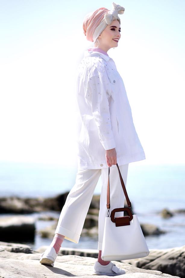 Tesettür giyim  T 8664 Mısra-Fermuar Detaylı Pantolon - TRENDTESETTÜR