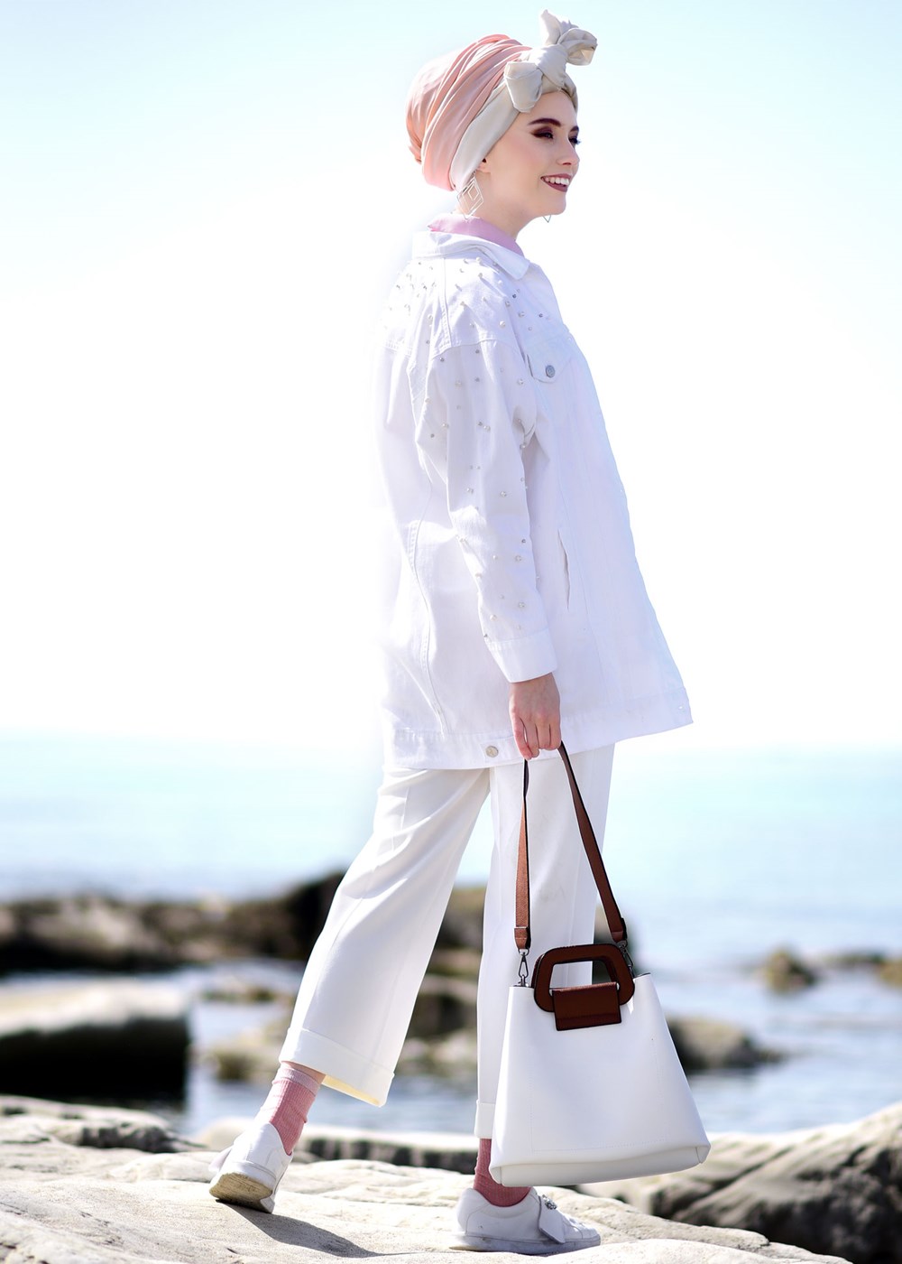 Vêtements hijab ÉCRU PANTALON DÉTAILLÉ À FERMETURE ÉCLAIR T 8664