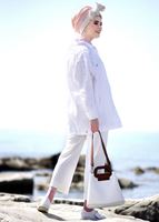 Vêtements hijab ÉCRU PANTALON DÉTAILLÉ À FERMETURE ÉCLAIR T 8664