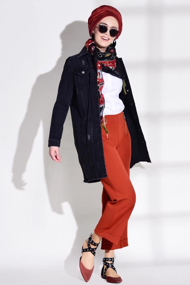 Vêtements hijab  ZIPPER DETAILED PANTS T 8664  - TRENDTESETTÜR