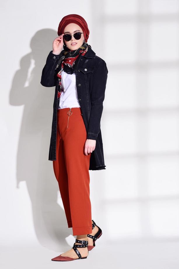 Vêtements hijab  ZIPPER DETAILED PANTS T 8664  - TRENDTESETTÜR