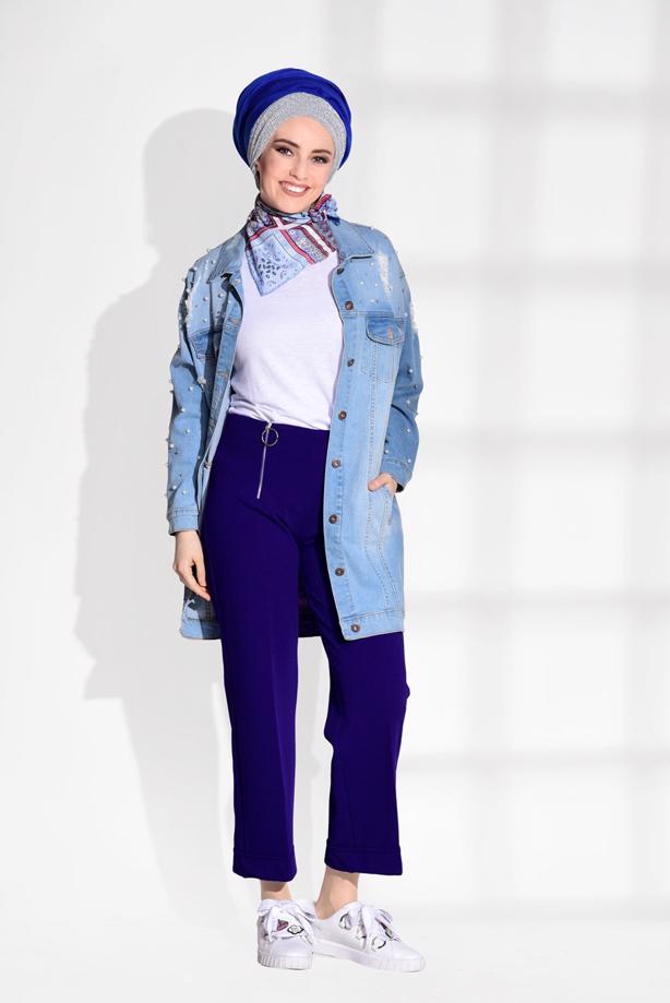 Hijab-Kleidung  T 8664 Mısra-Fermuar Detaylı Pantolon - TRENDTESETTÜR