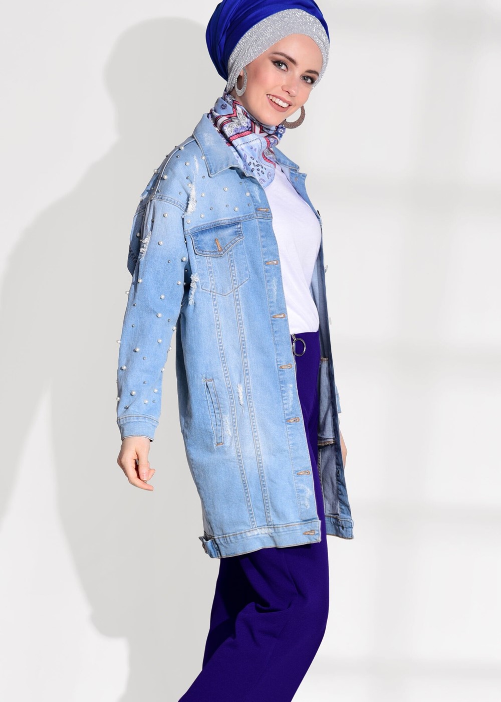 Tesettür giyim LACİVERT T 8664 Mısra-Fermuar Detaylı Pantolon