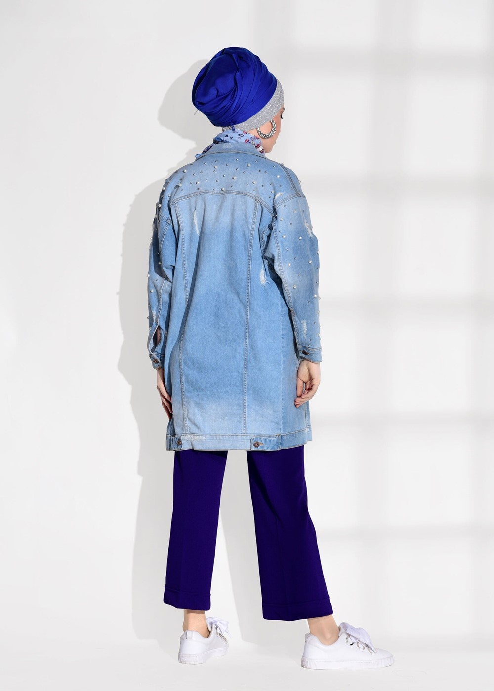 Tesettür giyim LACİVERT T 8664 Mısra-Fermuar Detaylı Pantolon