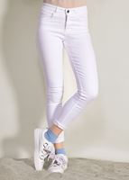 Tesettür giyim BEYAZ T 8928 Ksd-Likralı Yüksek Bel Pantolon