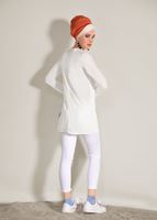 Tesettür giyim BEYAZ T 8928 Ksd-Likralı Yüksek Bel Pantolon