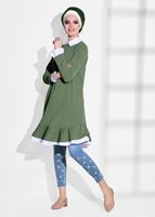 Vêtements hijab BLEU PANTALON À BRODERIE T 9309