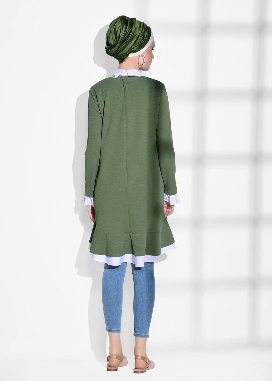 Vêtements hijab BLEU PANTALON À BRODERIE T 9309