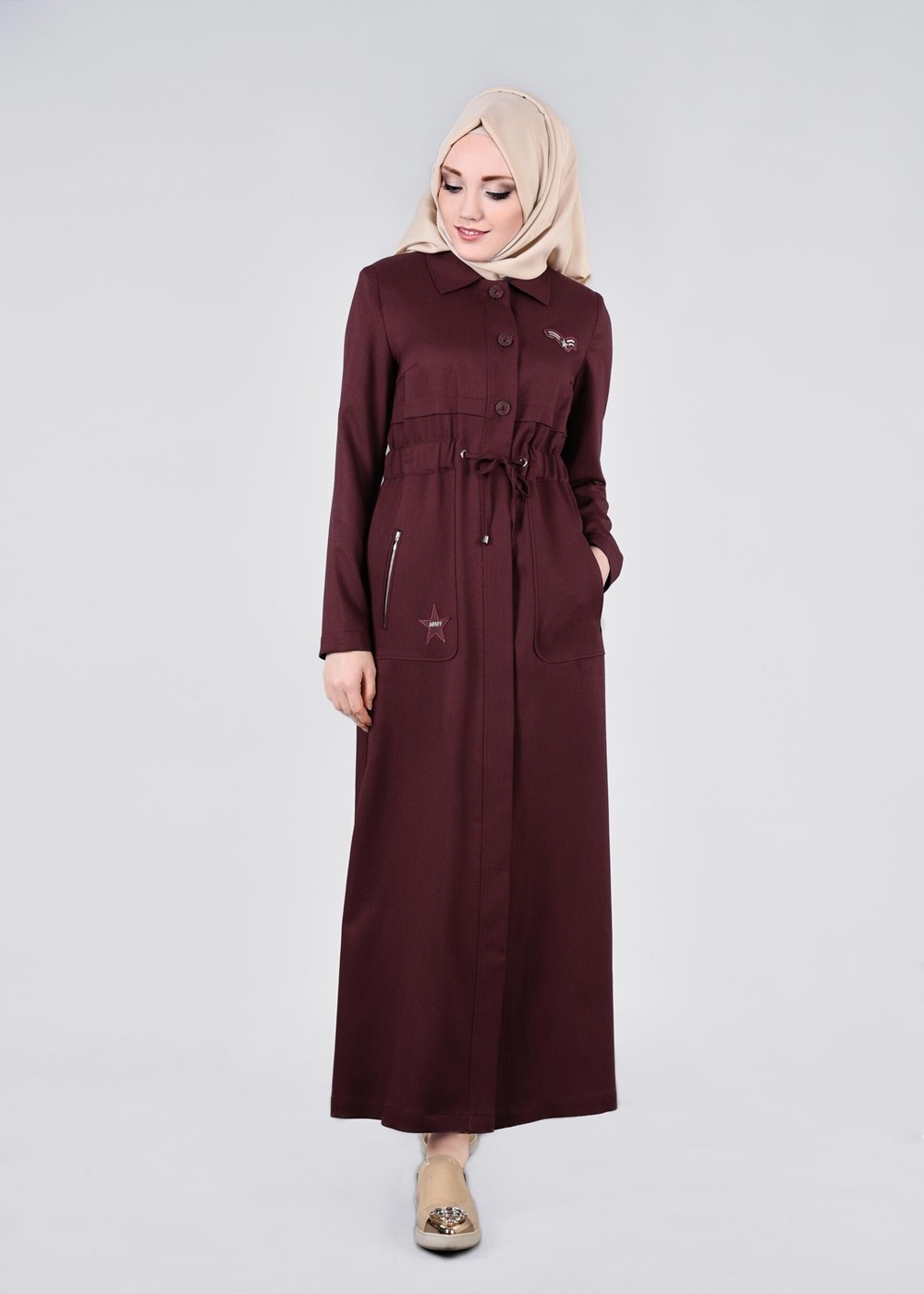 Tesettür giyim BORDO T 1011 Taylor Pardesü-Alv Fashion