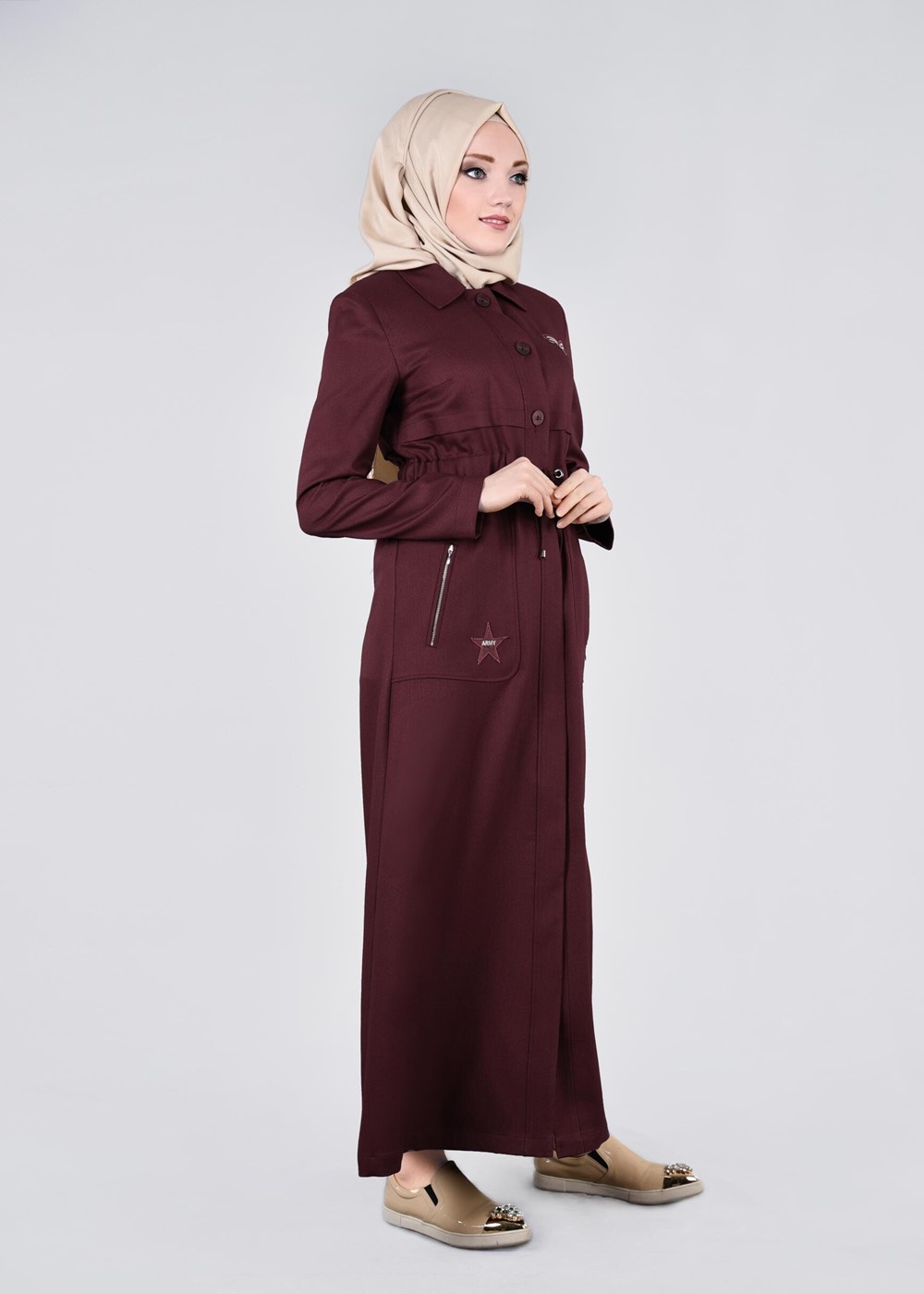 Tesettür giyim BORDO T 1011 Taylor Pardesü-Alv Fashion