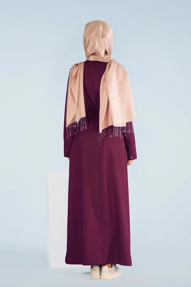 Tesettür giyim  T 1016 Derin 8169 Pardesü-Alv Fashion - TRENDTESETTÜR