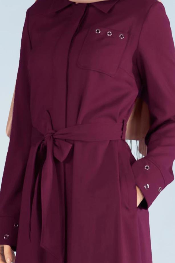 Tesettür giyim  T 1016 Derin 8169 Pardesü-Alv Fashion - TRENDTESETTÜR