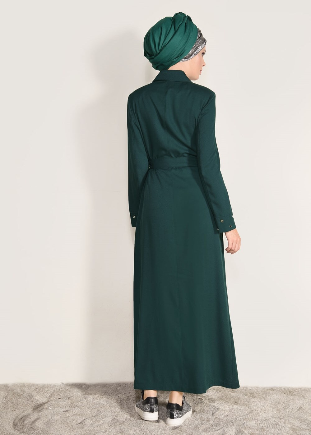 Tesettür giyim YEŞİL T 1016 Derin 8169 Pardesü-Alv Fashion