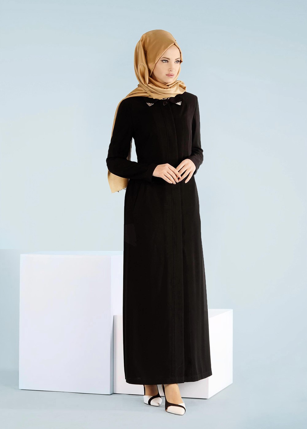 Tesettür giyim SİYAH T 1023 Gino Pardesü-Alv Fashion