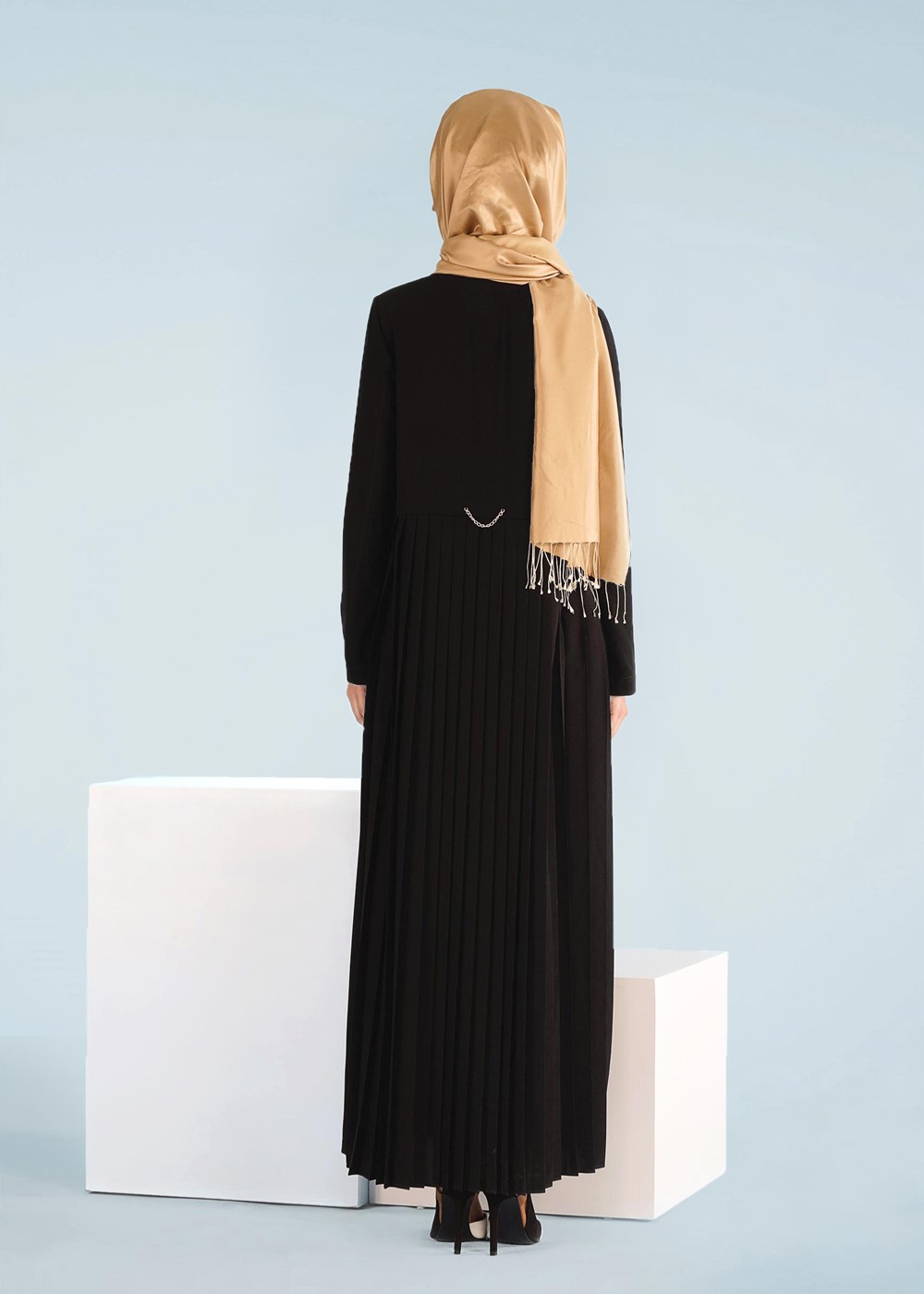 Tesettür giyim SİYAH T 1023 Gino Pardesü-Alv Fashion