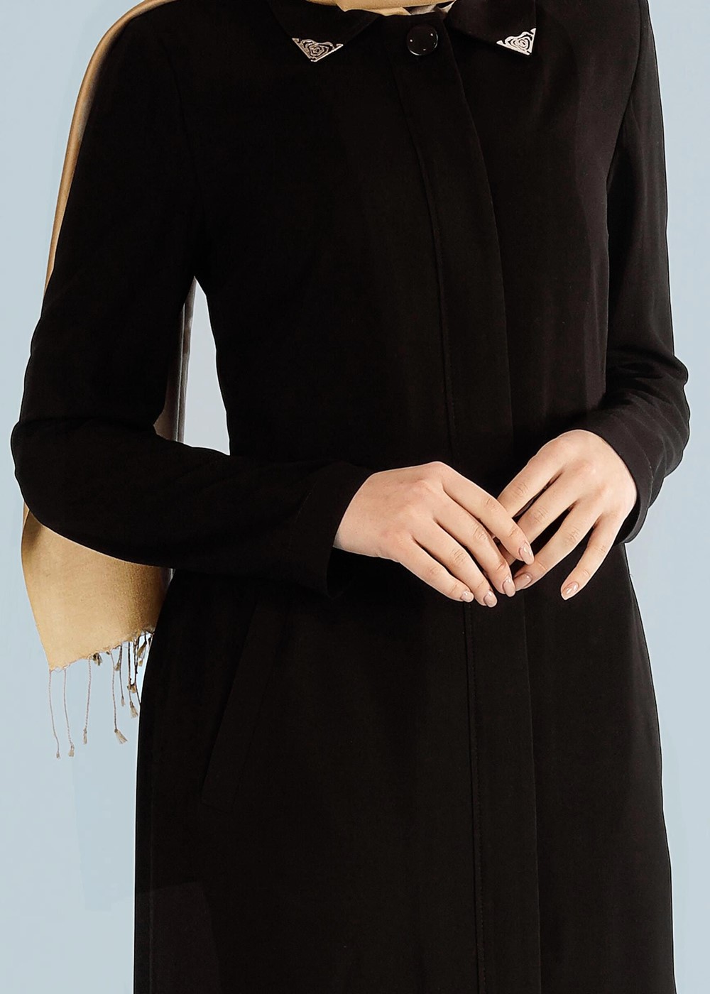 Tesettür giyim SİYAH T 1023 Gino Pardesü-Alv Fashion