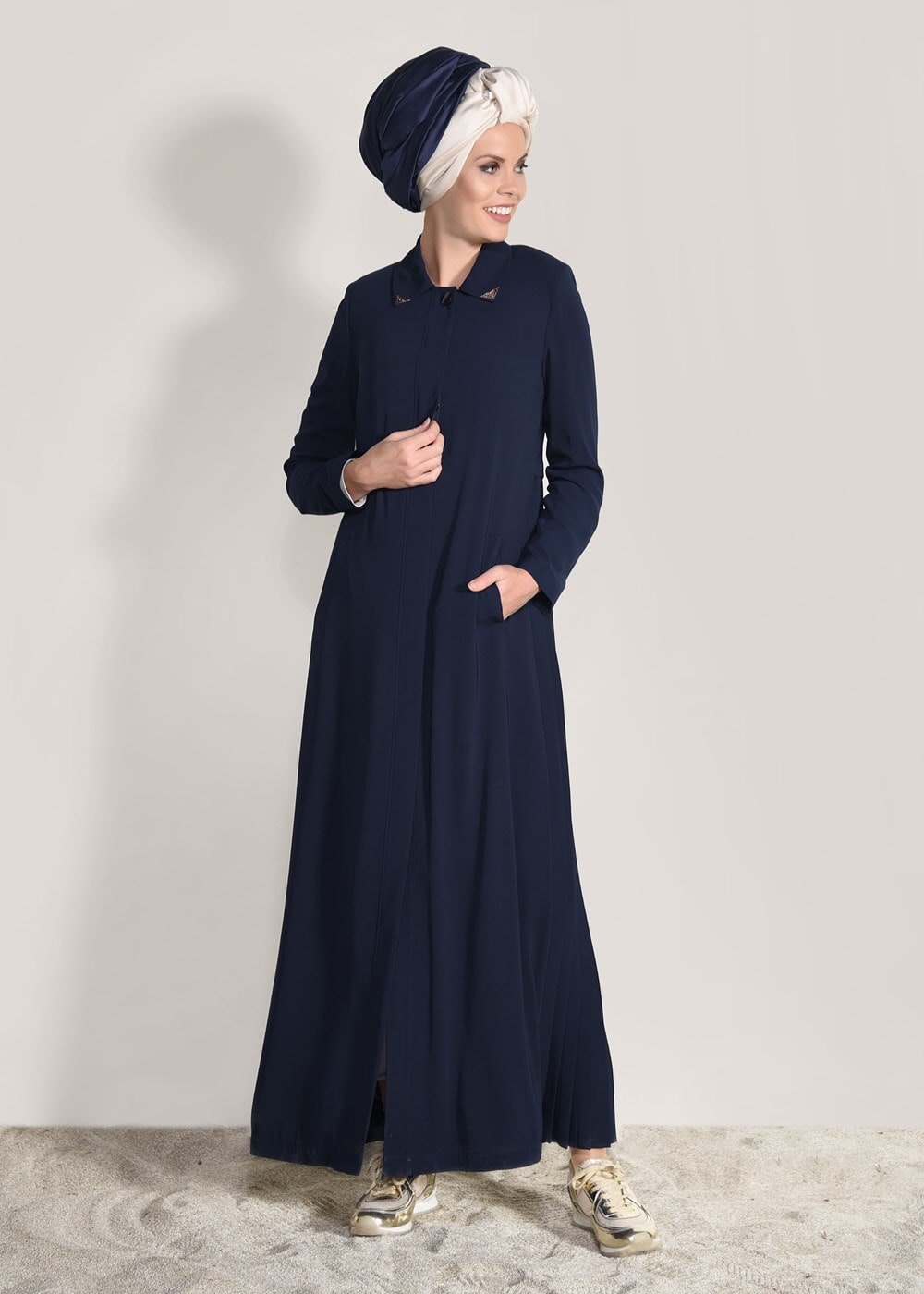 Tesettür giyim LACİVERT T 1023 Gino Pardesü-Alv Fashion