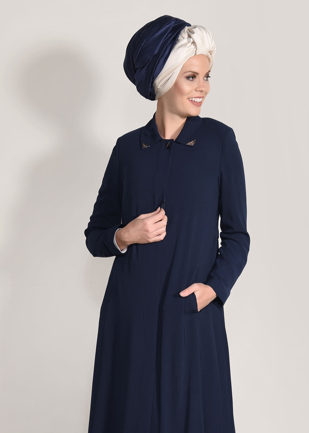 Tesettür giyim LACİVERT T 1023 Gino Pardesü-Alv Fashion