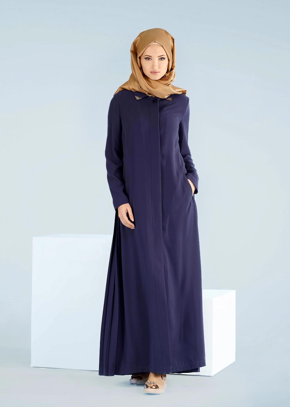 Tesettür giyim LACİVERT T 1023 Gino Pardesü-Alv Fashion