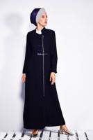 Tesettür giyim LACİVERT T 1036 Virona Tesettür Pardesü-Alv Fashion