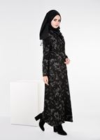 Tesettür giyim GRİ DESENLİ PARDESÜ 1041 