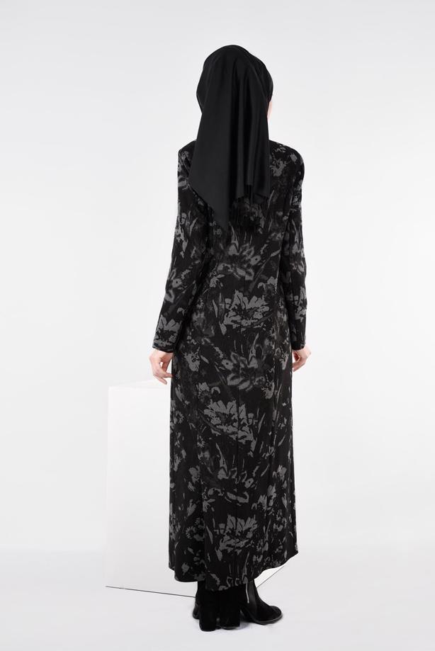 Hijab clothing GREY PATTERNED TOPCOAT 1041  - TRENDTESETTÜR