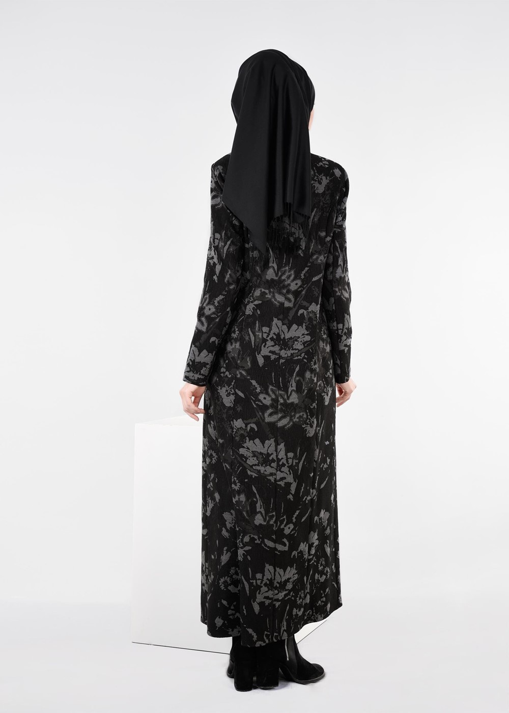 Hijab clothing GREY PATTERNED TOPCOAT 1041 