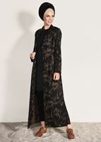 Hijab clothing BROWN PATTERNED TOPCOAT 1041 