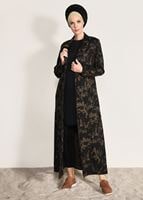 Tesettür giyim KAHVE DESENLİ PARDESÜ 1041 