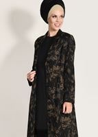 Tesettür giyim KAHVE DESENLİ PARDESÜ 1041 