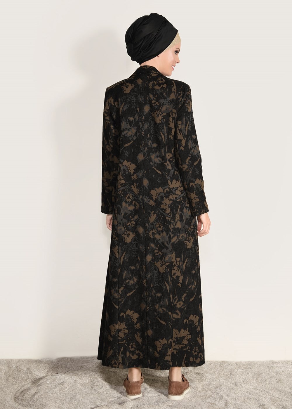 Hijab clothing BROWN PATTERNED TOPCOAT 1041 