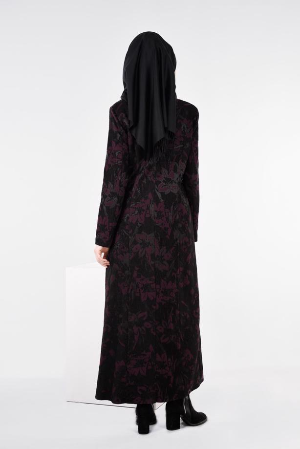 Hijab clothing PLUM PATTERNED TOPCOAT 1041  - TRENDTESETTÜR