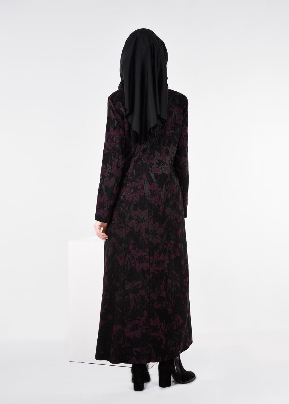 Hijab clothing PLUM PATTERNED TOPCOAT 1041 