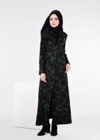 Tesettür giyim YEŞİL DESENLİ PARDESÜ 1041 