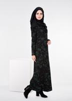 Tesettür giyim YEŞİL DESENLİ PARDESÜ 1041 