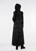 Tesettür giyim YEŞİL DESENLİ PARDESÜ 1041 