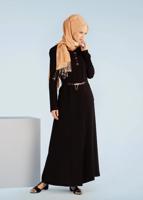 Vêtements hijab NOIR T 1049 Orlando Tesettür Pardesü-Alv Fashion