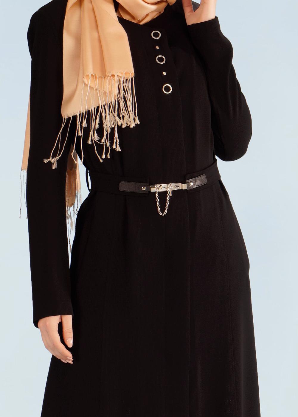 Vêtements hijab NOIR T 1049 Orlando Tesettür Pardesü-Alv Fashion