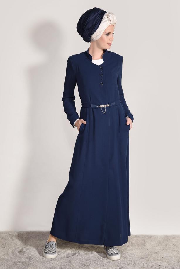 Tesettür giyim  T 1049 Orlando Tesettür Pardesü-Alv Fashion - TRENDTESETTÜR