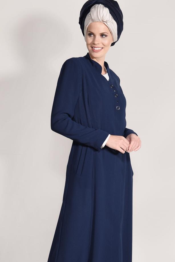 Tesettür giyim  T 1049 Orlando Tesettür Pardesü-Alv Fashion - TRENDTESETTÜR