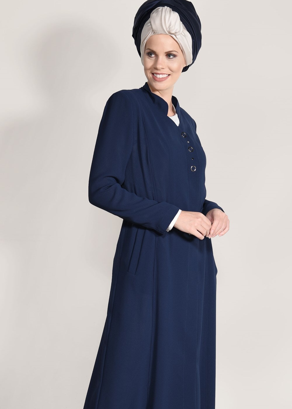 Tesettür giyim LACİVERT T 1049 Orlando Tesettür Pardesü-Alv Fashion